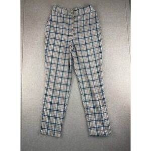 Nasty Gal Pants Womens US Size 6‎ Beige Plaid High Rise UK Made